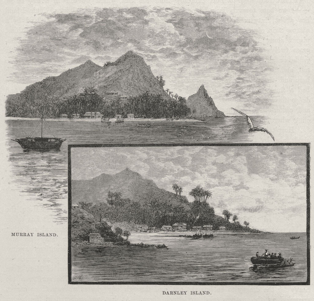 Murray Island; Darnley Island. New Guinea 1890 old antique print picture